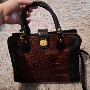 Vintage Brahmin Dark burgundy and Black and
Satchel/Crossbody